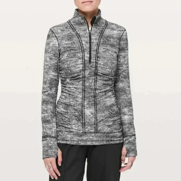 Lululemon Cypress Kiss Grey 1/2 Zip Long Sleeve Pullover Ruched Sweater Shirt - Picture 1 of 6